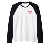 GERUSALEMME Croce Cinque Volte TEMPLARE del Cavaliere Maglia con Maniche Raglan