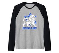 Gerusalemme Israele Leone Rising Ebreo Stella di David Vintage Maglia con Maniche Raglan