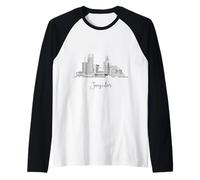Gerusalemme, Israele, orizzonte, viaggio, souvenir, nero, paesaggio urbano Maglia con Maniche Raglan
