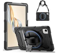 Gerutek Cover per Honor Pad X9A 11.5 Pollici 2025, Custodia Robusta in Silicone Antiurto con Cavalletto Girevole 360 e Cinghia a Mano/Spalla per Honor Pad X9A, Nero