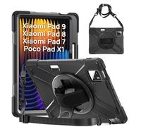 Gerutek Cover per Xiaomi Poco Pad X1/Pad 8/8 Pro/7/7 Pro 11,2'' | Custodia Robusta Antiurto, Supporto Girevole a 360°, Cinghia per Mano/Spalla, Portapenne,Cover Protettiva Silicone Anticaduta