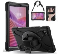 Gerutek Custodia per Lenovo Tab One/Tab K9 8.7 Pollici 2025 (TB305XU/TB305FU/TB305ZU), Custodia Robusta per Lenovo Tab One con Supporto Girevole 360/Cinghia a Mano/Spalla/Portapenne, Nero