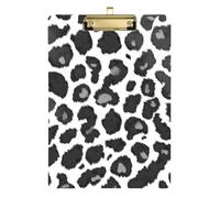 Gery - Portablocco flip in acrilico con stampa leopardata, formato A4, in acrilico, carino per classe di quinta elementare, essenziale per insegnanti, oro, 30,5 x 22,9 cm, tabla para escribir con clip