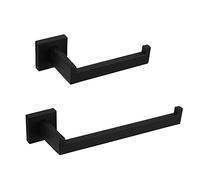 GERZWY Set di accessori per il bagno nero opaco SUS304 in acciaio inossidabile Set da 2 pezzi (porta carta igienica anello asciugamano) stile contemporaneo FG1656-2BK