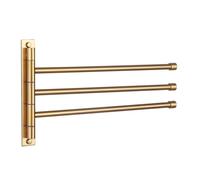 GERZWY SUS 304 Portasciugamani da bagno in acciaio inossidabile 3-Bar Braccio pieghevole Gancio girevole Gancio Asciugamano da bagno Swing Out Barra portasciugamani Montaggio a parete Finitura oro