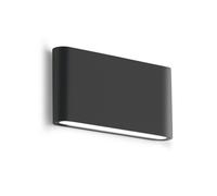 GES881C- APPLIQUE ANTRACITE A LED 3000K 550LM 2X6W BIEMISSIONE IP54 ALLUMINIO E VETRO 17,5CM