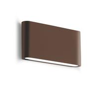 GES882C- APPLIQUE RUGGINE A LED 3000K 550LM 2X6W BIEMISSIONE IP54 ALLUMINIO E VETRO 17,5CM