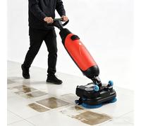 GESAIDES Lavasciuga Pavimenti Professionale, Macchina Lucidatrice-lavapavimenti a Spinta da 43 cm con Doppie Spazzole, Pulitrice per Pavimenti con Batteria al Litio Ricaricabile Senza Fili Red