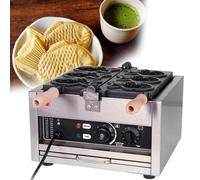 GESAIDES Macchina per Waffle Commerciale Taiyaki Fish, Coni per Waffle Giapponesi Elettrici Antiaderenti a Forma di Pesce, Macchina Professionale Taiyaki in Acciaio Inossidabile,3pcsTaiyaki