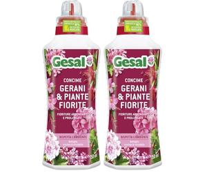 GESAL Concime Gerani & Piante Fiorite, Per Fioriture Abbondanti e Prolungate, 750 ml (Confezione da 2)