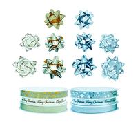 Gesar 6 Bobine Nastri di Natale Natalizi Oro e Argento 30 Mt - 10 Coccarde Oro Argento - Nastro Natalizio per Pacchi con Coccarde - Decorazioni Natalizie - Nastrino Regali