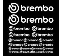 Gesar Adesivi Brembo Alta Qualità Resistenti al Calore - Kit 16 Adesivi Pinze Freni Auto - Compatibili con Pinze Freni Brembo per Auto Sportive - Copri Pinze Look Professionale (Bianco)