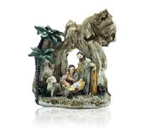 Gesar art in progress Statuine per Presepe con Capanna - Natività con San Giuseppe, Madonna e Gesù Bambino da 11 cm - Personaggi Dipinti a Mano - Natività Natalizie