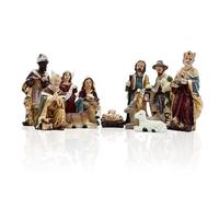 Gesar Presepe Completo 11 Pezzi - Personaggi Presepe 9 cm, Statuine Presepe in Resina Dipinta a Mano - Natività Tradizionale, Decorazione Natalizia e Idea Regalo