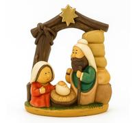 Gesar Presepe moderno completo con capanna in legno e statuine natività 13cm - presepio di Natale con personaggi artigianali - decorazione natalizia elegante per casa e chiesa