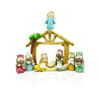 Gesar Presepe Natalizio Colorato con Capanna in Ceramica - Set 11 Pezzi Presepe con Capanna in Ceramica 6 cm - Personaggi Natività Colorati - Presepe Moderno ed Elegante