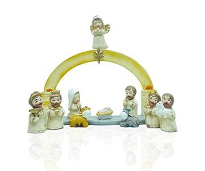 Gesar Presepio di Natale Bianco 11 pezzi 4,5 cm - Presepe Natalizio con Statuine e Personaggi del Presepe - Natività Artigianale, Moderno ed Elegante - Presepi Particolari per Decorazioni Natalizie