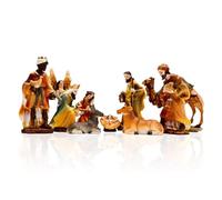 Gesar set Presepe Completo 10 Pezzi - Statuine Presepe in Resina Dipinta a Mano- Personaggi Presepe 9 cm - Natività Tradizionale, Decorazione Natalizia.