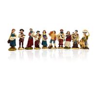 Gesar Statuine 10 Pastori per presepe da 8 cm - Set 10 Pezzi Pastori per Presepe in Resina - Personaggi Presepi - Presepe Statuine in Personaggi Dipinti a Mano - Natività Natalizie