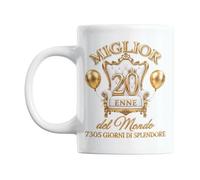 Gesar Tazza Regalo Donna e Uomo per Compleanno 20 Anni - ventesimo - idee regalo 20 anni - vent’anni - MIGLIOR 20ENNE DEL MONDO - tazza simpatica - Regali per ventenni