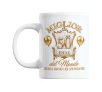 Gesar Tazza Regalo Donna e Uomo per Compleanno 50 Anni - cinquantesimo - idee regalo 50 anni - cinquant’anni - MIGLIOR 50ENNE DEL MONDO - tazza simpatica - Regali per cinquantenni