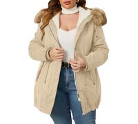 Geschallino Donna Plus Size 3-in-1 Giacca Invernale Faux Fur foderata Cappotto Parka Addensato Caldo Stile Militare Capispalla Casual con Zip Rimuovi Interno 7626 Beige 5X