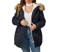 Geschallino Donna Plus Size 3-in-1 Giacca Invernale Faux Fur Foderato Addensare Parka Cappotto Caldo Stile Militare Capispalla Casual con Zip Rimuovere Interno 7626 Blu 5X