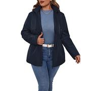 Geschallino Giacca da Donna Imbottita Leggera Foderata Trapuntata Softshell Taglie Forti Invernale con Cappuccio 6132Plus Blu 3XL