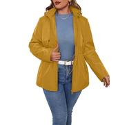 Geschallino Giacca da Donna Imbottita Leggera Foderata Trapuntata Softshell Taglie Forti Invernale con Cappuccio 6132Plus Arancione XL