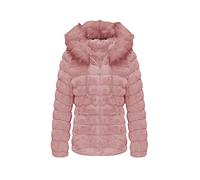 Geschallino Giacca da Donna in Pelliccia Sintetica Reversibile con Cappuccio Imbottito Invernale Corto Cappotto 19225 Rosa M