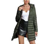 Geschallino Taglie Forti Donna Giacca Imbottita Leggera Trapuntata Lungo Inverno Cappotto con Cappuccio 7148APlus Verde 5XL