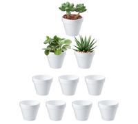 GESDYO 10 mini vasi da fiori bianchi anti ceramica, in plastica, infrangibili, per piante grasse e piante grasse (6 x 7 cm)
