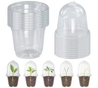 GESDYO 10 vasi trasparenti da coltivazione, 7,5 cm, con coperchio a cupola dell'umidità e fori di drenaggio, in plastica, per semi, talee, piante grasse, orchidee
