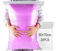 GESDYO 20 sacchetti grandi per vestiti da viaggio, trasparenti, impermeabili, richiudibili, in plastica, ideali per riporre grandi cappotti, vestiti, trapunte, ecc. 60 x 70 cm