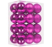 GESDYO 24 pezzi Palline decorative per albero di Natale rosso rubino da 3 cm opache e lucide in plastica con occhiello Decorazioni natalizie resistenti alle rotture per palline dell'albero