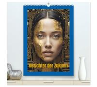 Gesichter der Zukunft (hochwertiger Premium Wandkalender 2026 DIN A2 hoch), Kunstdruck in Hochglanz: Verschmelzung von Mensch und Technik als Visionen von Morgen