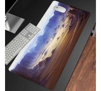 Gesmatic Grande tappetino per mouse da gioco esteso per computer portatile tastiera e tappetino per mouse in pelle protezione tavolo scrivania 80 x 39,9 cm digitale del deserto abbandonato terra