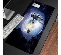 Gesmatic Tappetino da scrivania in pelle, grande, esteso, tappetino per mouse da gioco, antiscivolo, bordo cucito, 80 x 39,9 cm, fantasy, astronauta, cattura pianeta, facile da pulire, tappetino da