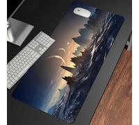 Gesmatic Tappetino da scrivania in pelle, grande, esteso, tappetino per mouse da gioco, per laptop, antiscivolo, bordo cucito, 80 x 40 cm, pianeta due lune, facile da pulire, tappetino da scrivania