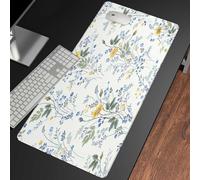 Gesmatic Tappetino per mouse esteso da scrivania con bordi cuciti, grande tappetino da scrivania impermeabile da scrivania con rose floreali bianche 80 x 30 cm, base antiscivolo per lavoro, giochi