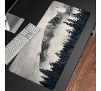 Gesmatic Tappetino per mouse esteso da scrivania con bordi cuciti, grande tappetino da scrivania impermeabile, tappetino da scrivania per scrivere parco, montagne nebbiose, foresta, 80 x 39,9 cm, base
