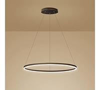 GESMOS Anello Singolo LED Lampada A Sospensione Nordico Moderno Cerchio Lampadario Regolabile Lampade Sospeso Per Soggiorno Isola Cucina Tavolo Da Pranzo(40CM 25W,Brown, Stepless Dimming)