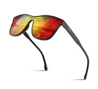 gesruny ㅤ Occhiali da sole polarizzati-uomo-donna-UV400-Classic-Retro-Protezione-Occhiali da sole Neri-Occhiali da sole Ultraleggeri per Ciclismo Guida Pesca, Colore: rosso.