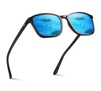 Gesruny - Occhiali da sole da uomo, polarizzati, protezione UV400, rettangolari, ultra leggeri, classici e retrò, C-blu ghiaccio