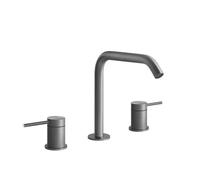 Gessi 316 Flessa Mélangeur lavabo 3 trous, avec bec H=162 mm x saillie 156 mm, sans garniture découlement, 727, 54012707, 54012707, Colorazione: Metallo nero spazzolato PVD
