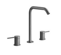 Gessi 316 Flessa Mélangeur lavabo 3 trous, avec bec H=230 mm x saillie 156 mm, sans garniture découlement, 727, 54011239, 54011239, Colorazione: Acciaio inossidabile spazzolato opaco