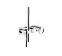 Gessi Anello, mitigeur monocommande prêt à lemploi pour douche/baignoire, plaque angulaire pour corps caché, cartouche déviatrice 2 voies, coude de raccordement mural, avec support, douchette à main, 