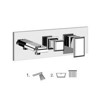 Gessi Eleganza, kit prêt-à-monter, pour mitigeur monocommande BRAUSE avec inverseur 2 voies et coude de raccordement mural, avec support, complété par un flexible de douche et une douchette, 46138149,