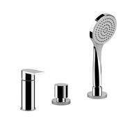 Gessi Emporio Via Manzoni Mélangeur bain douche 3 trous pour bec de baignoire, avec inverseur, flexible de douche 1,50 m et pomme de douche anticalcaire extractible, 38643031, 38643031, Colorazione: c