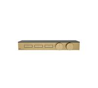 Gessi HI-FI, kit prêt à monter pour thermostat haute performance 3/4, commande par bouton-poussoir, tablette en verre de sécurité trempé noir, montage horizontal avec 3 sorties séparées, 63024727, 630